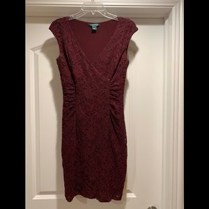 Burgundy short sleeve dress